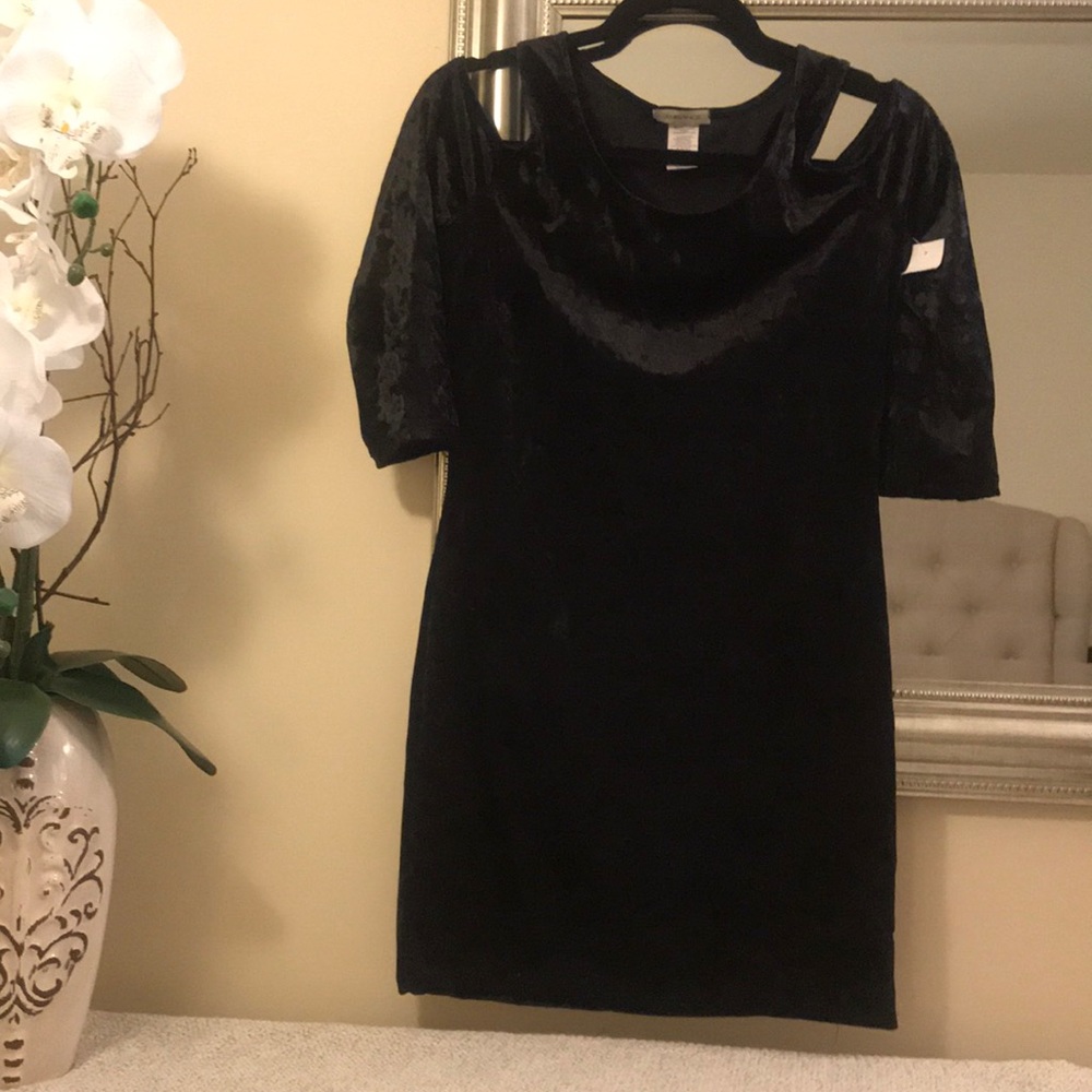 Cold-Shoulder Velvet Mini Dress